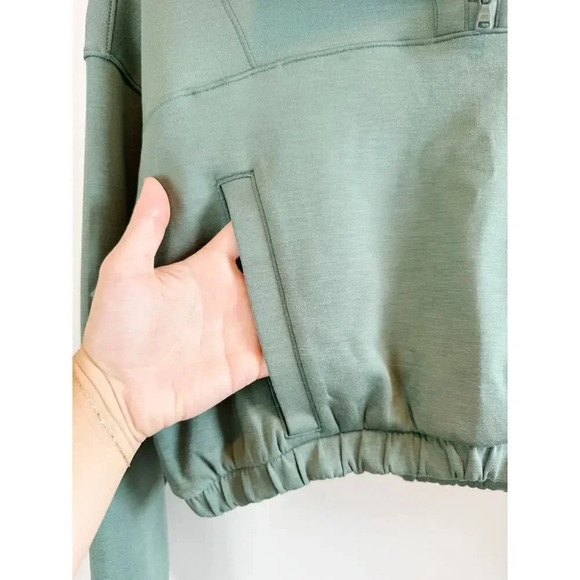 Hollister Gilly Hicks Green Cropped Quarter Zip Pullover size S - Picture 9 of 13